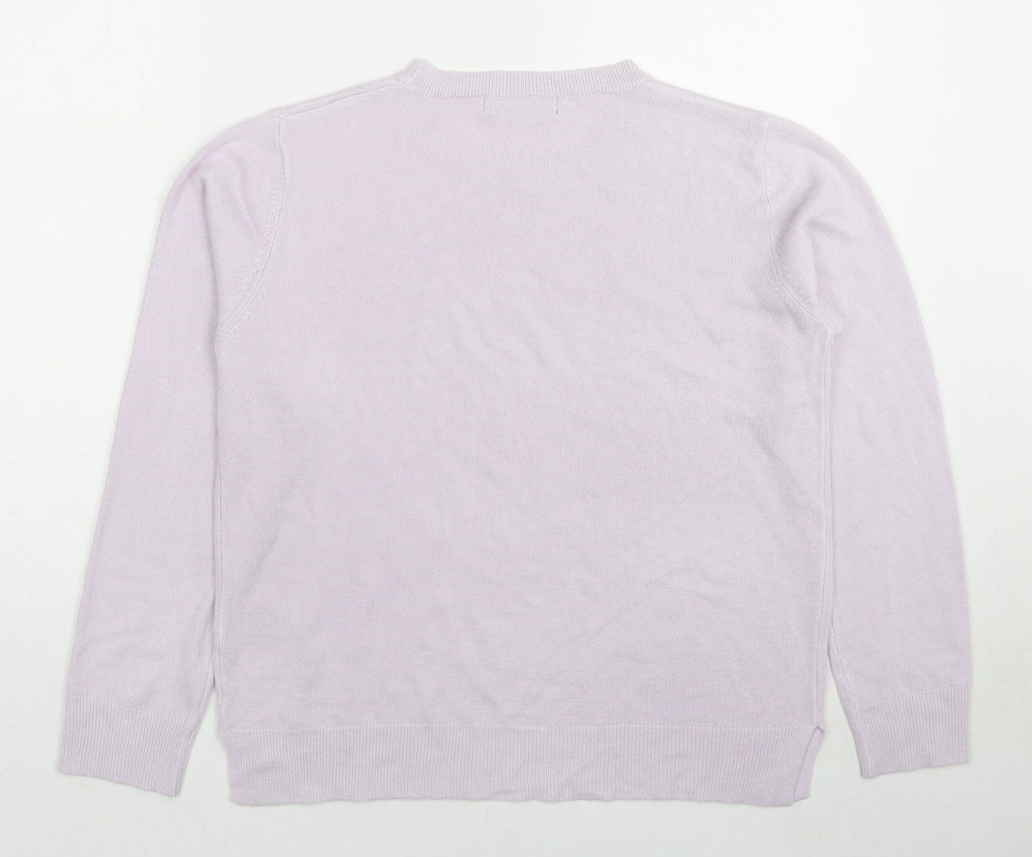 Marks and Spencer Womens Purple Round Neck Acrylic Pullover Jumper Size 14