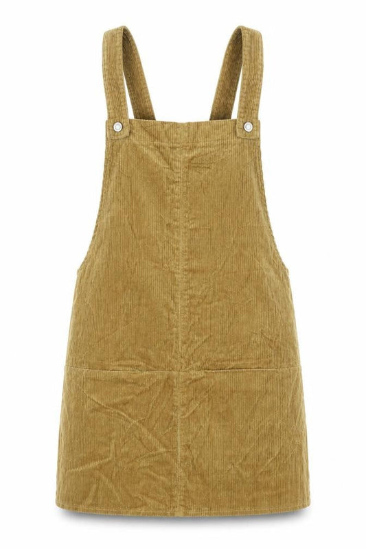 Zara Womens Brown Cotton Pinafore/Dungaree Dress Size XS Square Neck Button
