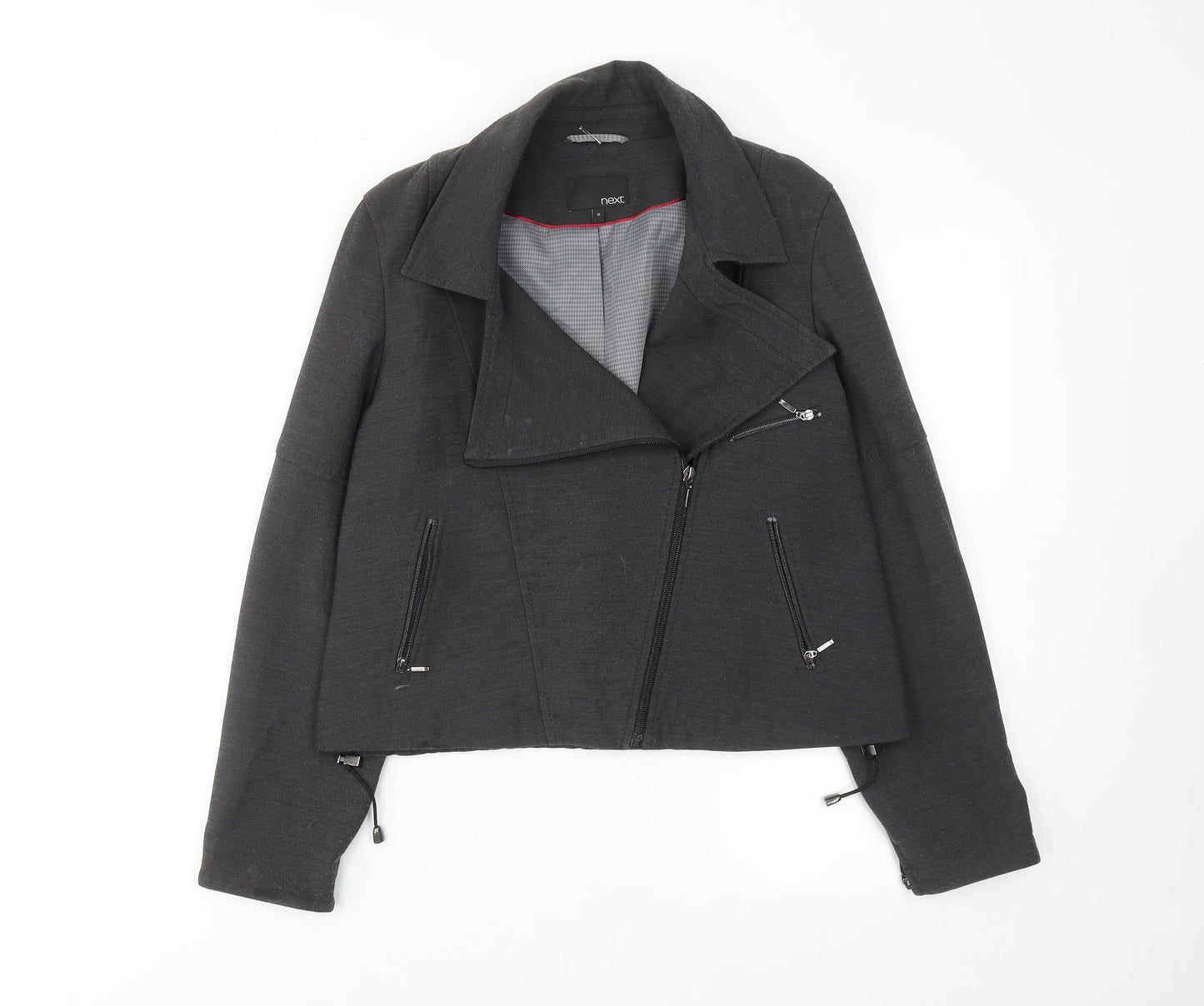 NEXT Womens Grey Biker Jacket Size 10 Zip