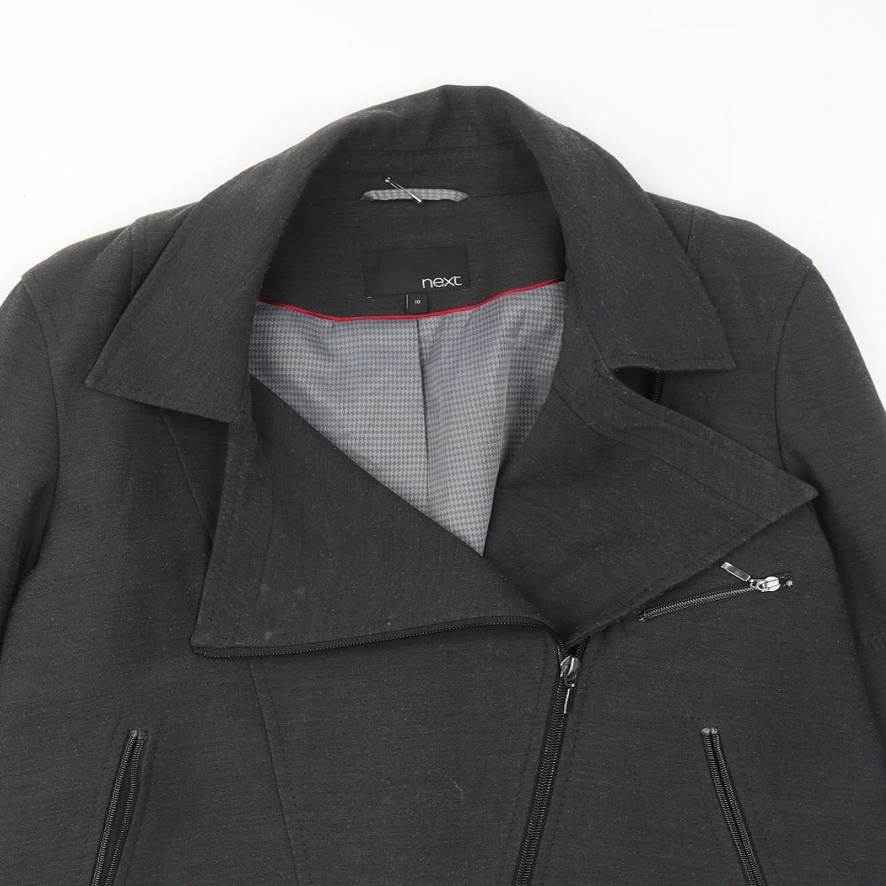 NEXT Womens Grey Biker Jacket Size 10 Zip