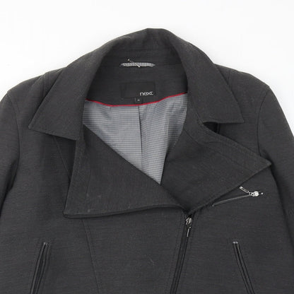 Next Womens Grey Biker Jacket Size 10 Zip