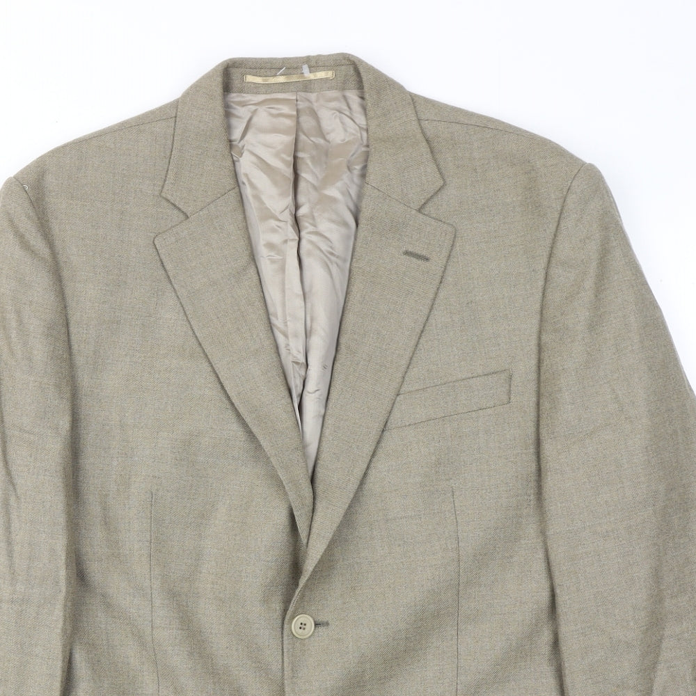 Hugo James Mens Beige Wool Jacket Suit Jacket Size 42 Regular