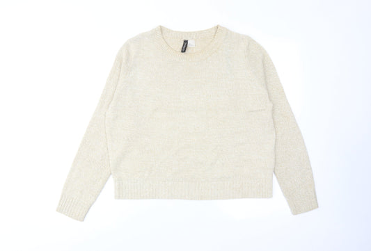 H&M Womens Beige Round Neck Acrylic Pullover Jumper Size M
