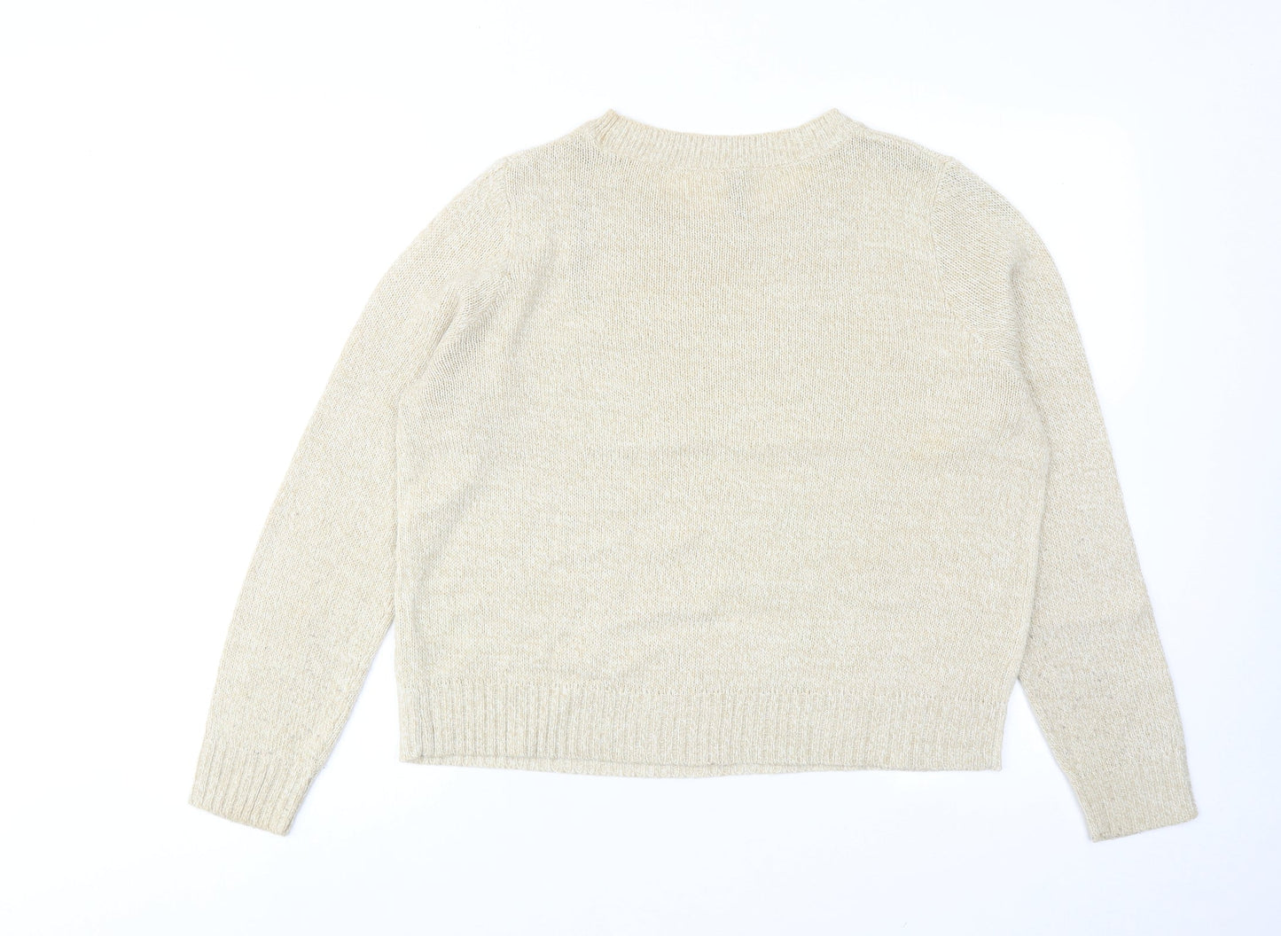 H&M Womens Beige Round Neck Acrylic Pullover Jumper Size M