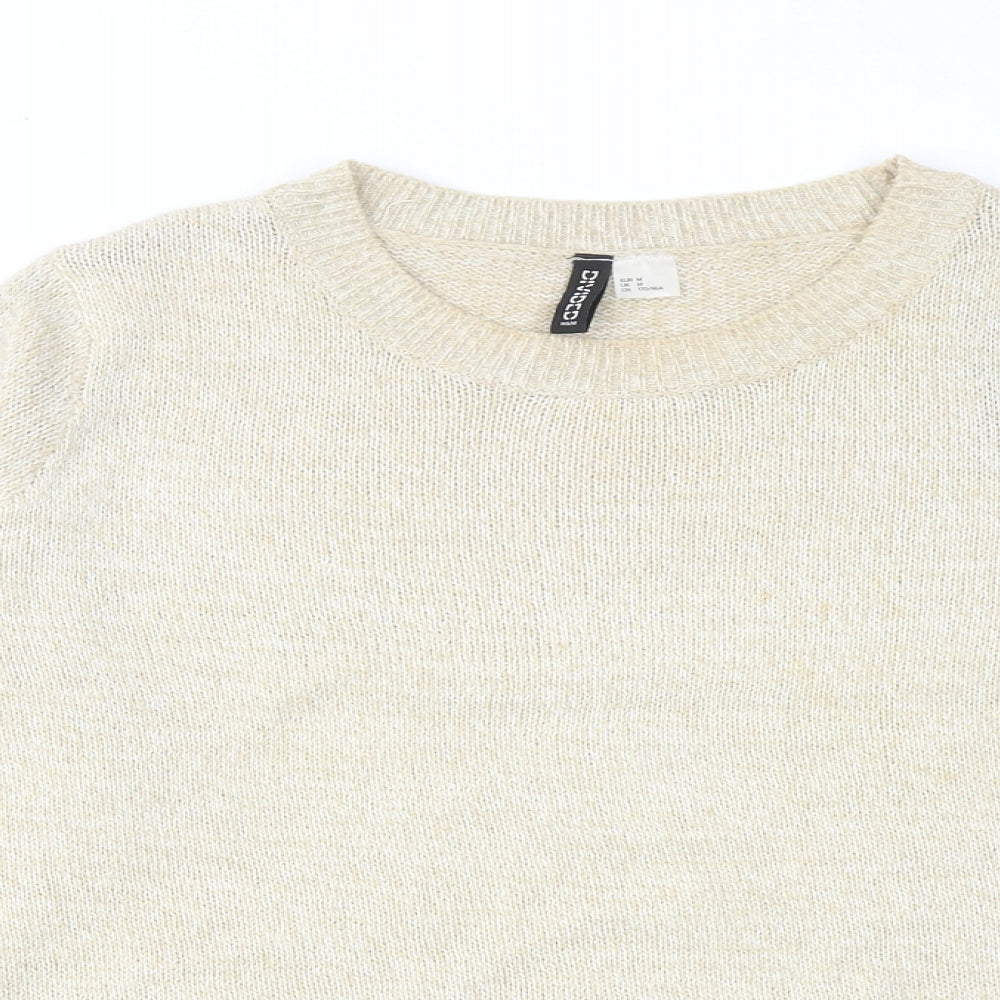 H&M Womens Beige Round Neck Acrylic Pullover Jumper Size M