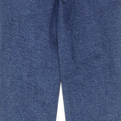Brand and care label for Denim & Co. men’s blue cotton skinny jeans, size 30, in regular button