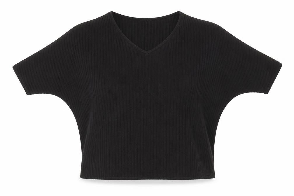 New Look Womens Black Polyester Basic Blouse Size S V-Neck