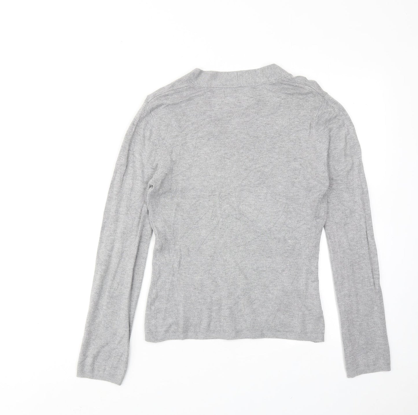 Zara Womens Grey V-Neck Viscose Cardigan Jumper Size M