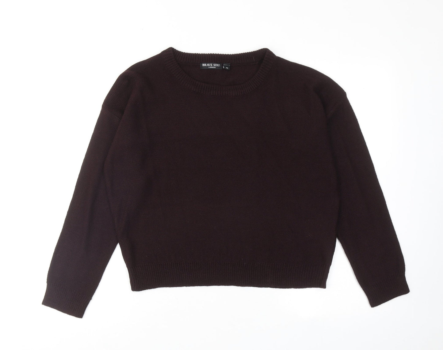 Brave Soul Womens Purple Round Neck Acrylic Pullover Jumper Size M