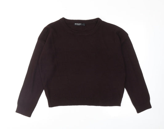 Brave Soul Womens Purple Round Neck Acrylic Pullover Jumper Size M