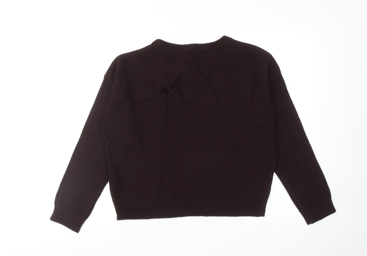 Brave Soul Womens Purple Round Neck Acrylic Pullover Jumper Size M