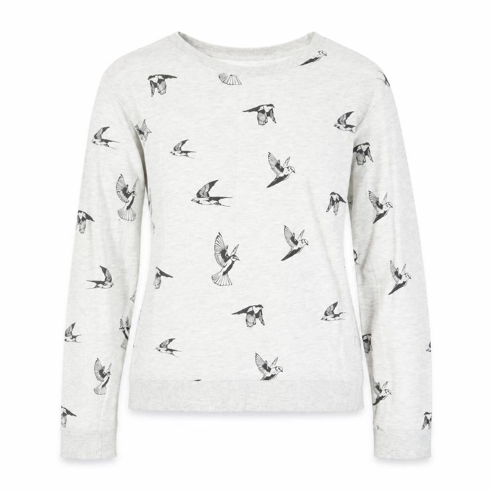 H&M Womens Grey Geometric Cotton Pullover Sweatshirt Size XS Pullover - Bird pattern