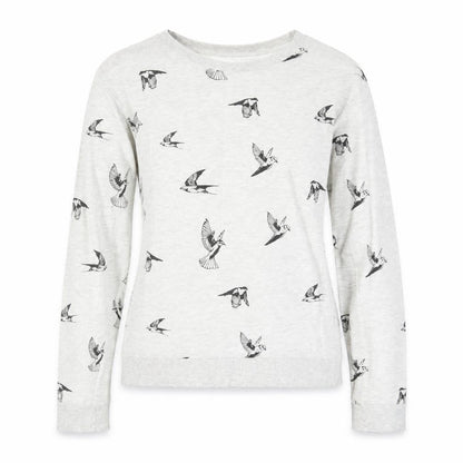 H&M Womens Grey Geometric Cotton Pullover Sweatshirt Size XS Pullover - Bird pattern