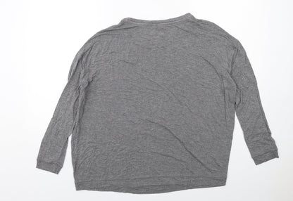 John Lewis Womens Grey Viscose Basic T-Shirt Size 8 Round Neck