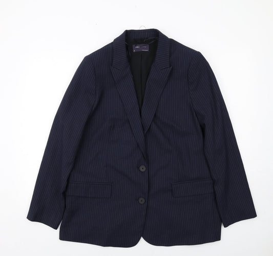 Marks and Spencer Womens Blue Pinstripe Polyester Jacket Suit Jacket Size 18