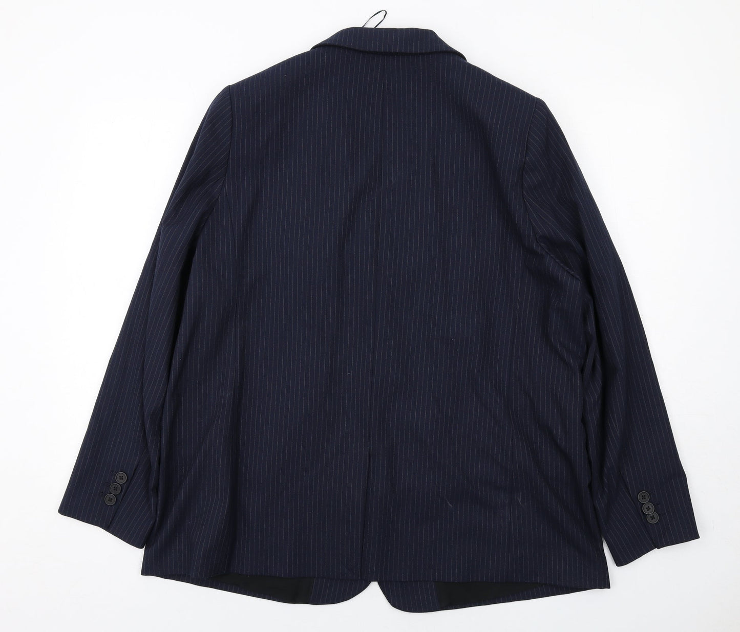 Marks and Spencer Womens Blue Pinstripe Polyester Jacket Suit Jacket Size 18