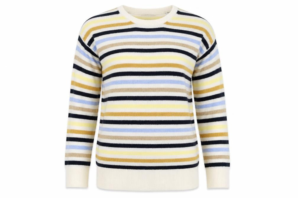 Marks & Spencer Womens Multicoloured Round Neck Striped Polyester Pullover Jumper Size M