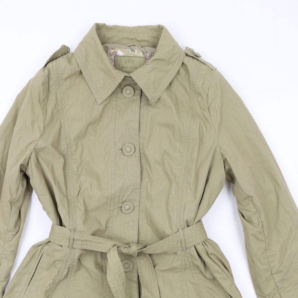 Per Una Womens Beige Overcoat Coat Size 14 Button