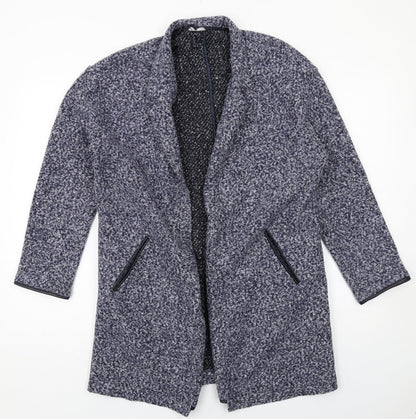Marks & Spencer Womens Blue Geometric Overcoat Coat Size 12