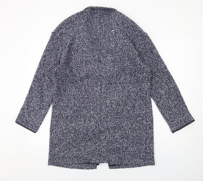 Marks & Spencer Womens Blue Geometric Overcoat Coat Size 12