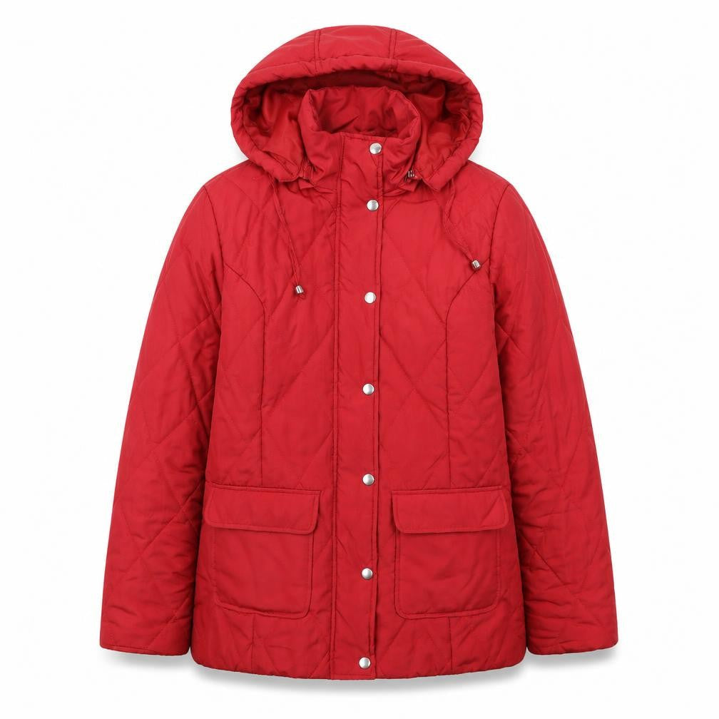 Damart Womens Red Quilted Jacket Size 10 Zip