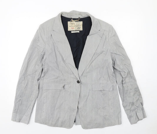 AUBIN & WILLS Womens Grey Pinstripe Cotton Jacket Suit Jacket Size 16