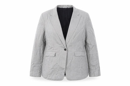 AUBIN & WILLS Womens Grey Pinstripe Cotton Jacket Suit Jacket Size 16