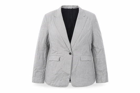AUBIN & WILLS Womens Grey Pinstripe Cotton Jacket Suit Jacket Size 16