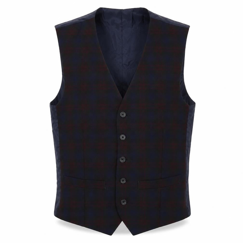 Limehaus Mens Blue Plaid Polyester Jacket Suit Waistcoat Size 36 Regular