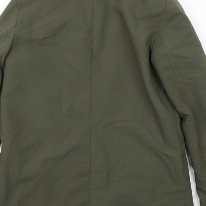Brand and care label for ASOS women’s green polyester jacket suit jacket, size UK 8, - open style