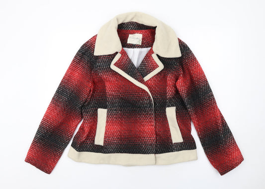 Blossom & Bloom Womens Red Geometric Jacket Size L Snap
