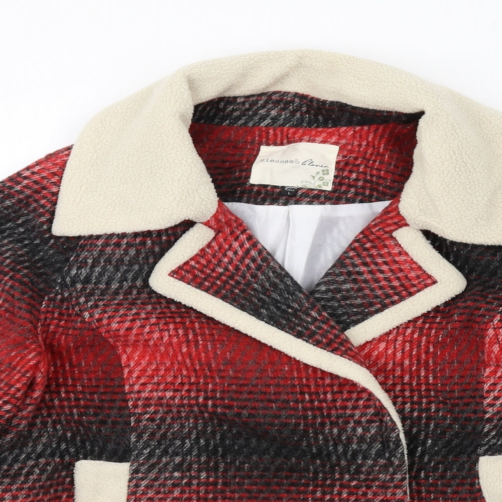 Blossom & Bloom Womens Red Geometric Jacket Size L Snap