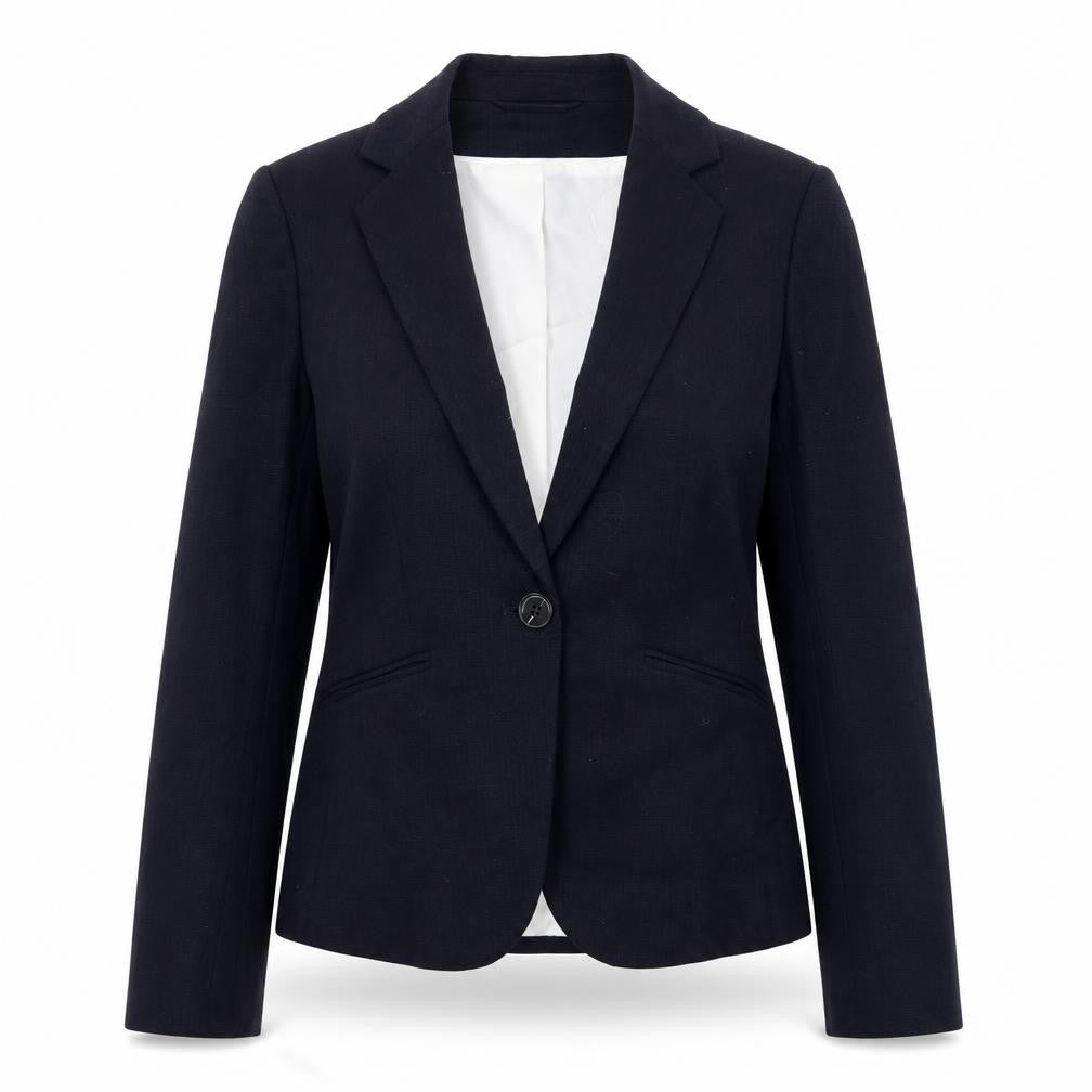 H&M Womens Blue Polyester Jacket Suit Jacket Size 8