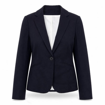 H&M Womens Blue Polyester Jacket Suit Jacket Size 8