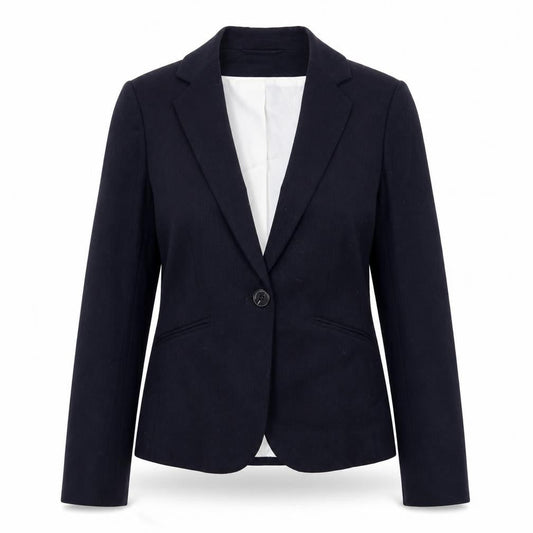 H&M Womens Blue Polyester Jacket Suit Jacket Size 8