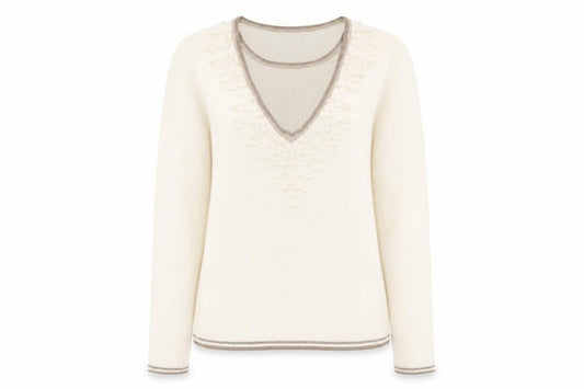 Damart Womens Ivory Round Neck Acrylic Pullover Jumper Size 10 - Size 10-12