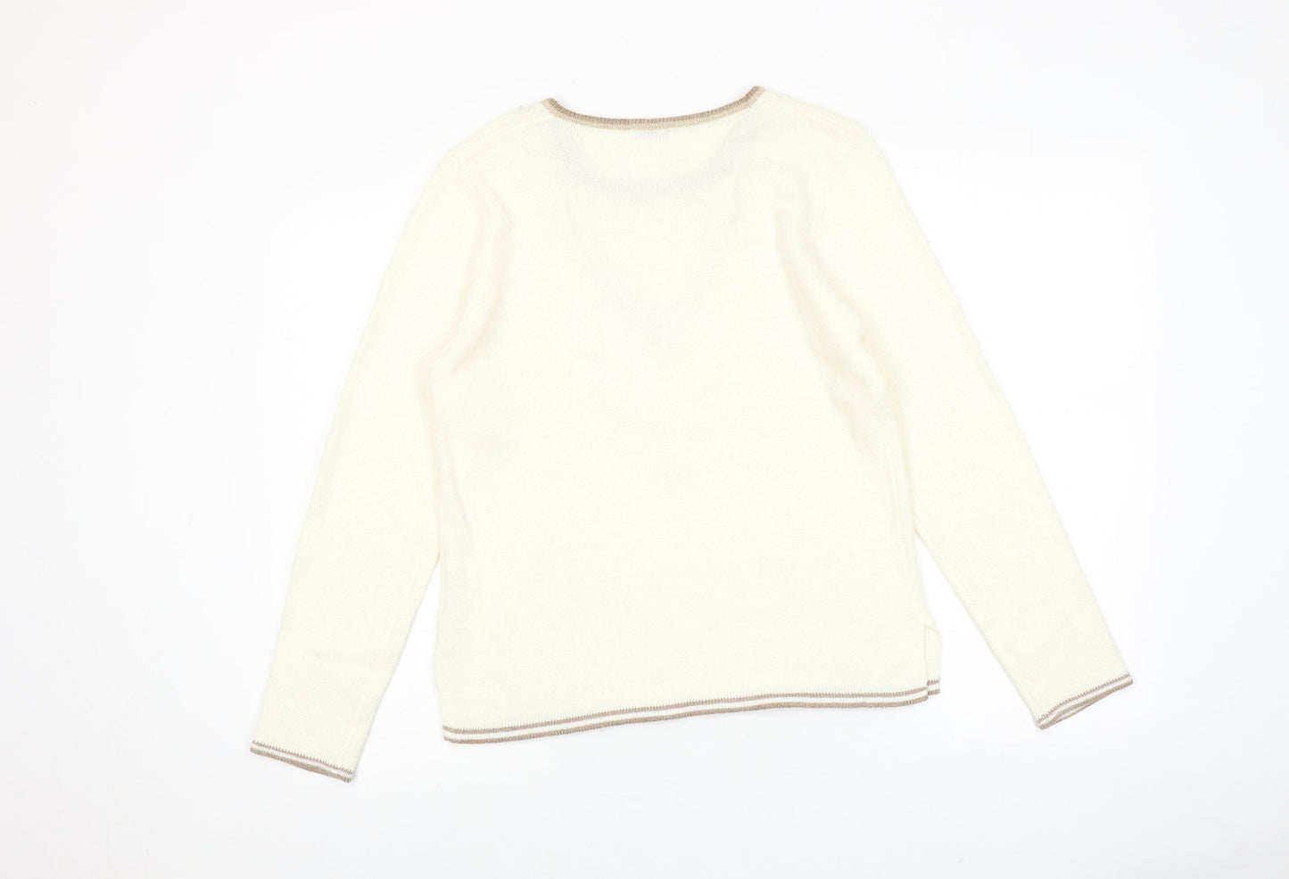 Damart Womens Ivory Round Neck Acrylic Pullover Jumper Size 10 - Size 10-12