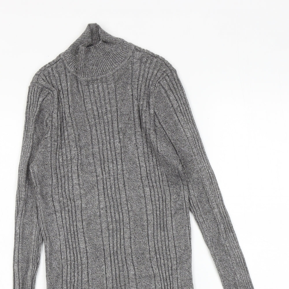Marks and Spencer Womens Grey High Neck Viscose Pullover Jumper Size 12