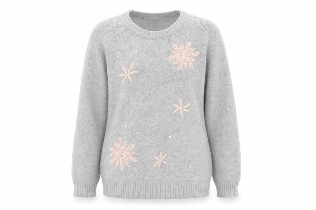 Gharani Strok Womens Grey Round Neck Acrylic Pullover Jumper Size M