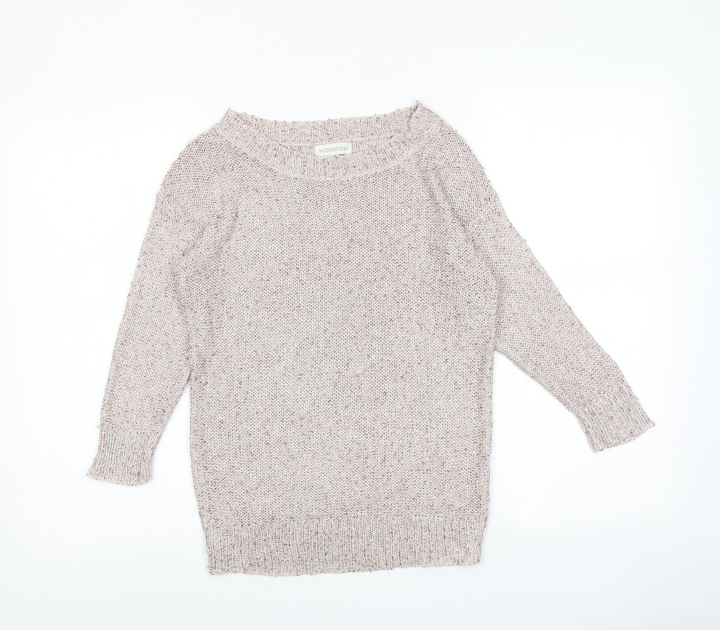 Monsoon Womens Pink Boat Neck Acrylic Pullover Jumper Size S