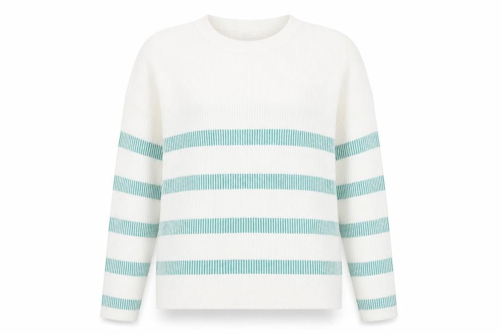 VILA Womens White Round Neck Striped Acrylic Pullover Jumper Size XL