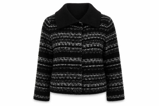 Debenhams Womens Black Collared Geometric Acrylic Cardigan Jumper Size 10