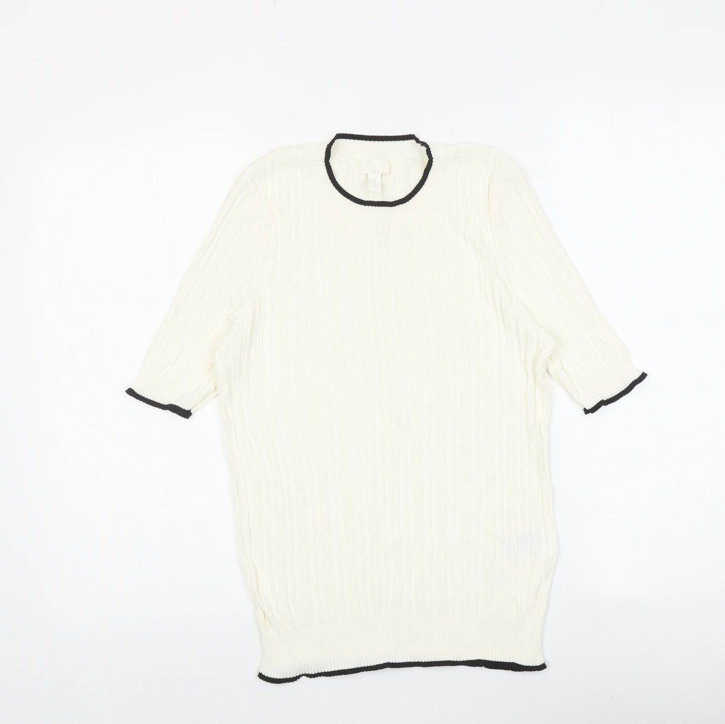 H&M Womens Ivory Viscose Basic Blouse Size M Round Neck