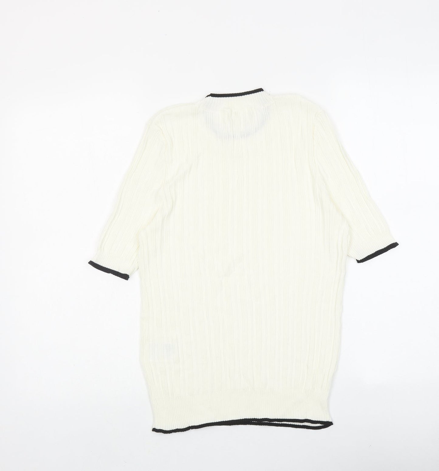 H&M Womens Ivory Viscose Basic Blouse Size M Round Neck