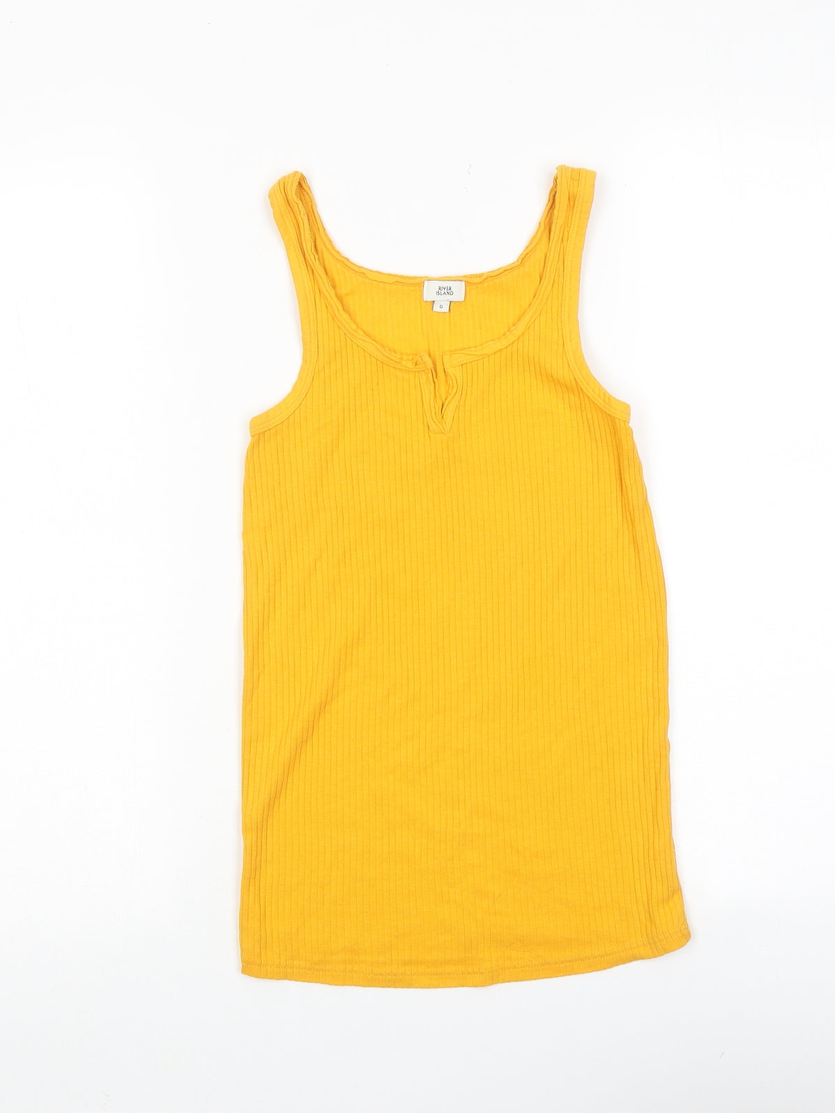 River Island Womens Yellow Cotton Basic Tank Size 6 Round Neck