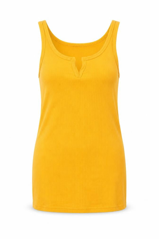 River Island Womens Yellow Cotton Basic Tank Size 6 Round Neck