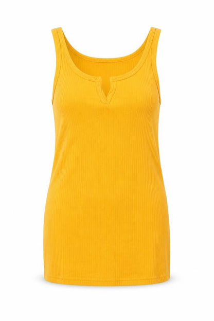 River Island Womens Yellow Cotton Basic Tank Size 6 Round Neck