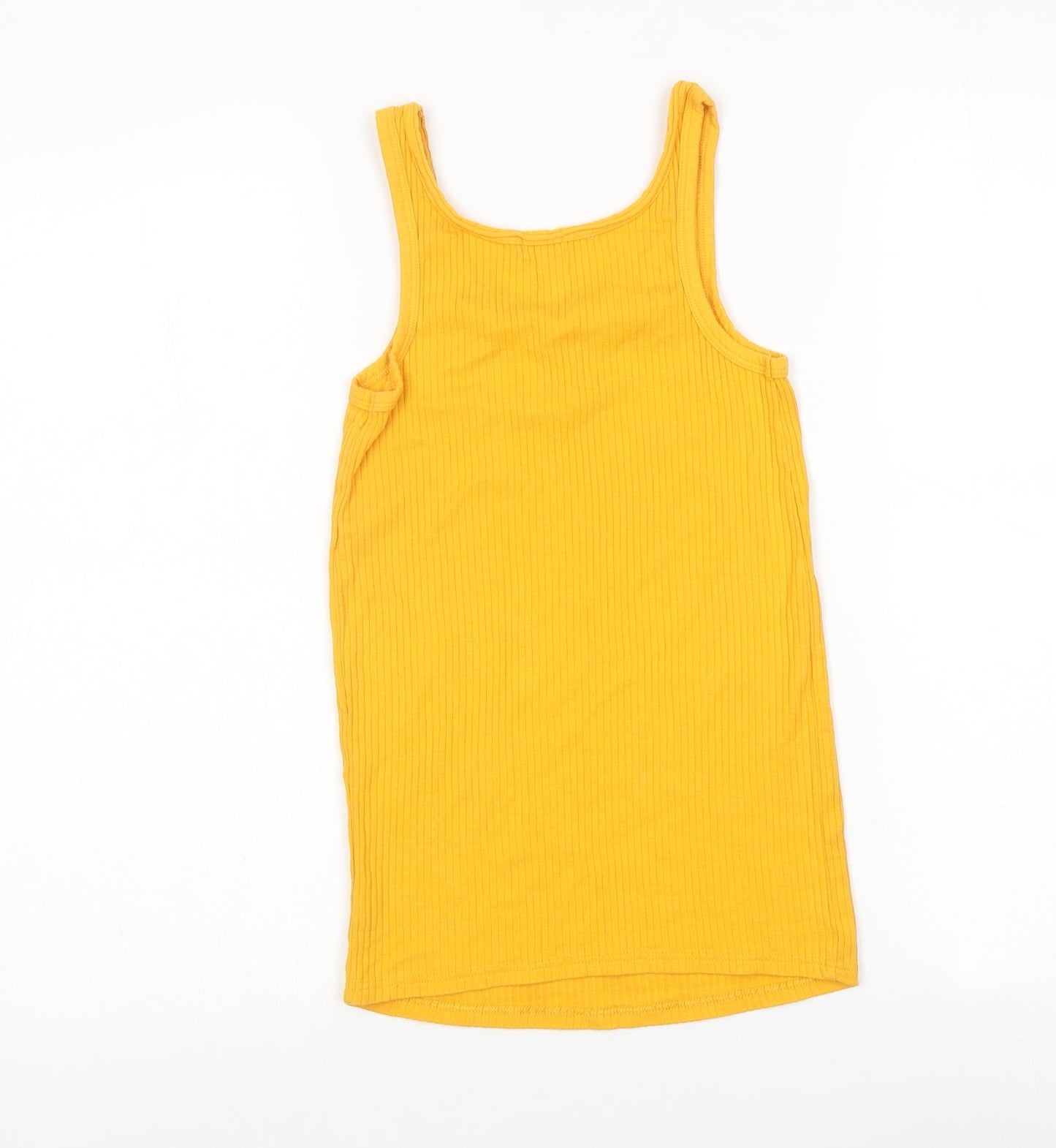 River Island Womens Yellow Cotton Basic Tank Size 6 Round Neck