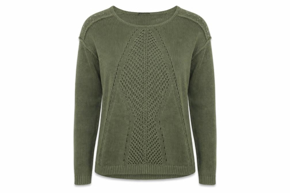 Fransa Womens Green Round Neck Acrylic Pullover Jumper Size M