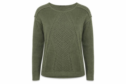 Fransa Womens Green Round Neck Acrylic Pullover Jumper Size M